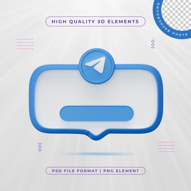 Telegram Unirse a nosotros Banner Elemento Icon aislado 3d Render