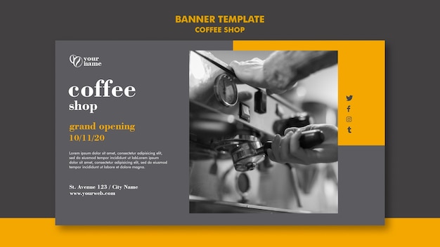 PSD gratuito tema de banner de cafetería