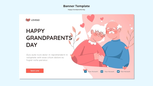 PSD gratuito tema de banner de feliz día de los abuelos