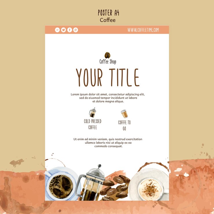 PSD gratuito tema del caffè per modello di poster