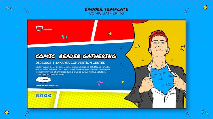 PSD gratuito tema del modello di banner comico