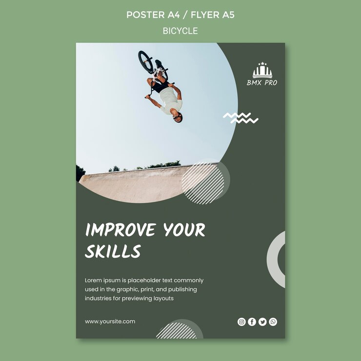 PSD gratuito tema del modello di poster di biciclette