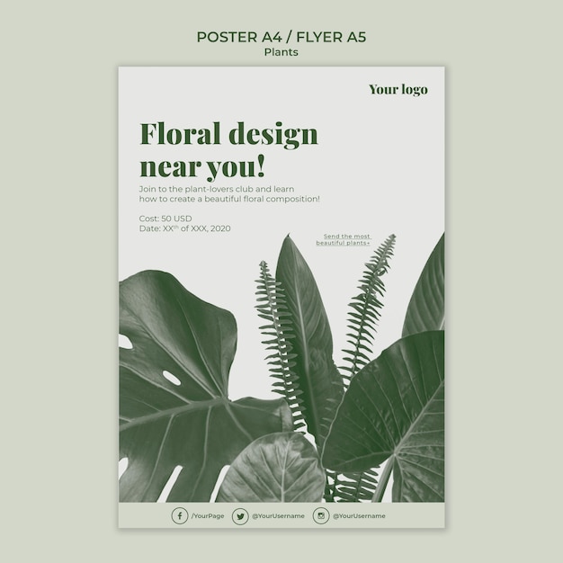 Tema del modello di poster di piante