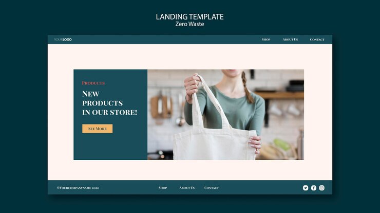 PSD gratuito tema della pagina di destinazione zero rifiuti