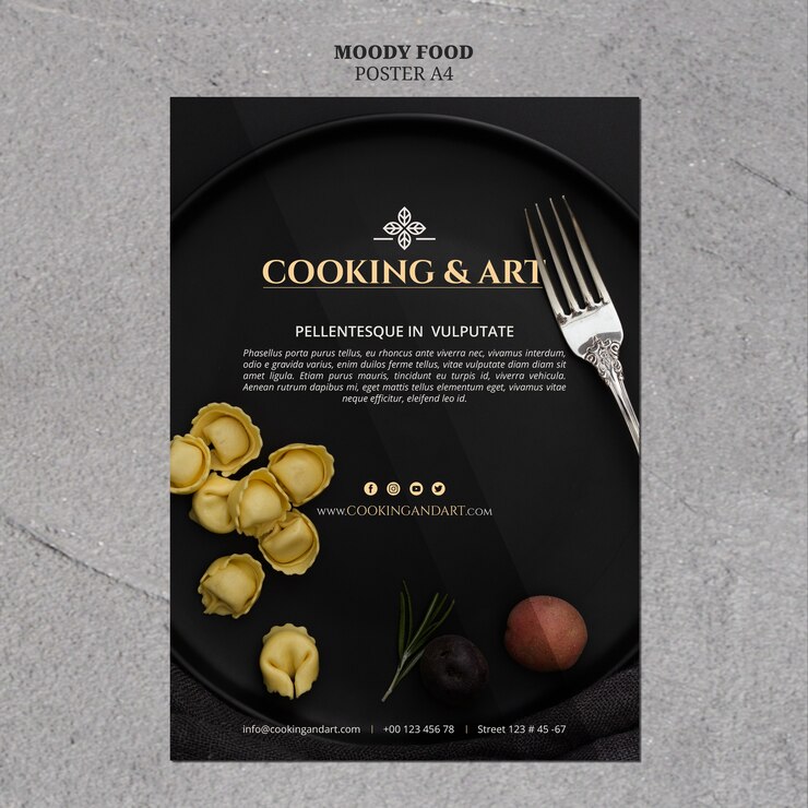 PSD gratuito tema di poster di cucina e arte