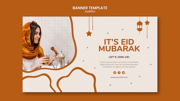 PSD gratuito tema de plantilla de banner de aidilfitri