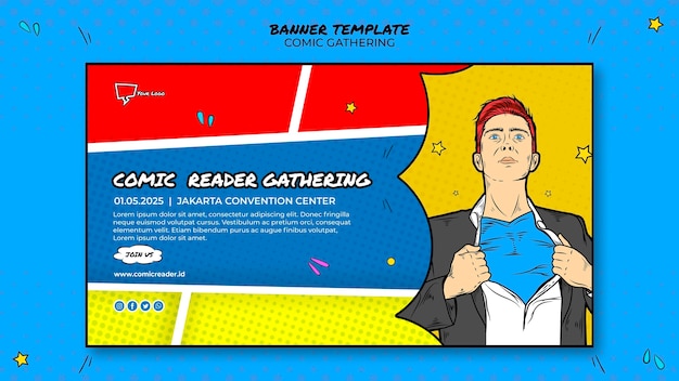 Tema de plantilla de banner cómico