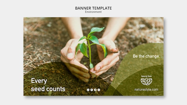 PSD gratuito tema de plantilla de banner con concepto de medio ambiente