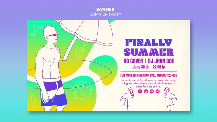 PSD gratuito tema de plantilla de banner de fiesta de verano