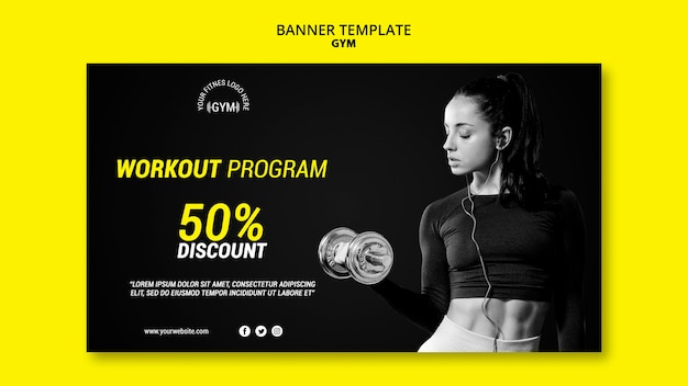 Tema de plantilla de banner de gimnasio