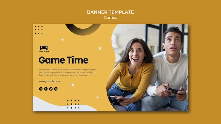 PSD gratuito tema de plantilla de banner de juegos