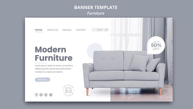 Tema de plantilla de banner de muebles