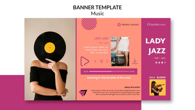 Tema de plantilla de banner de música
