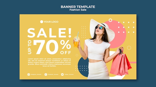 Tema de plantilla de banner de venta de moda