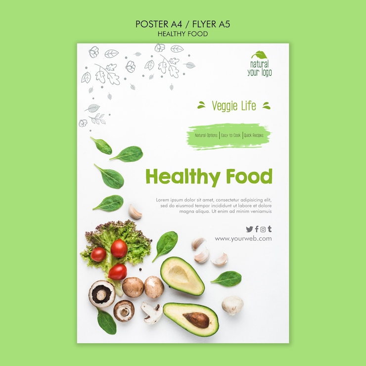 PSD gratuito tema de plantilla de cartel de comida saludable