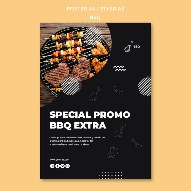 PSD gratuito tema de plantilla de póster de barbacoa