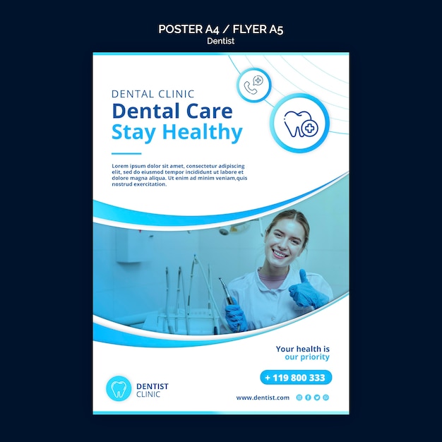 Tema de plantilla de póster de dentista