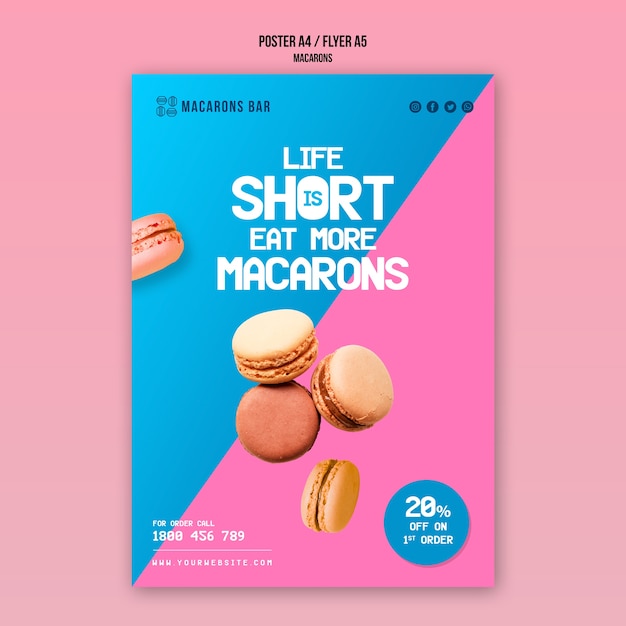 PSD gratuito tema de plantilla de póster de macarons