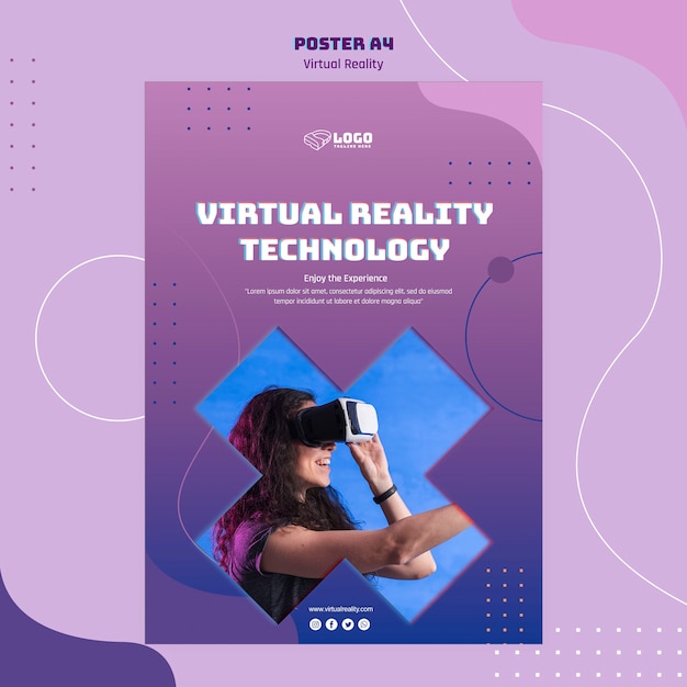 PSD gratuito tema de plantilla de póster de realidad virtual