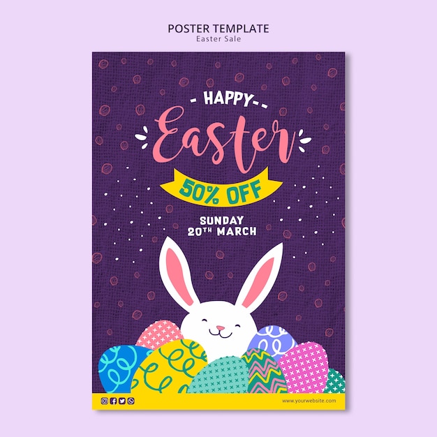 Tema de plantilla de póster con ventas de pascua