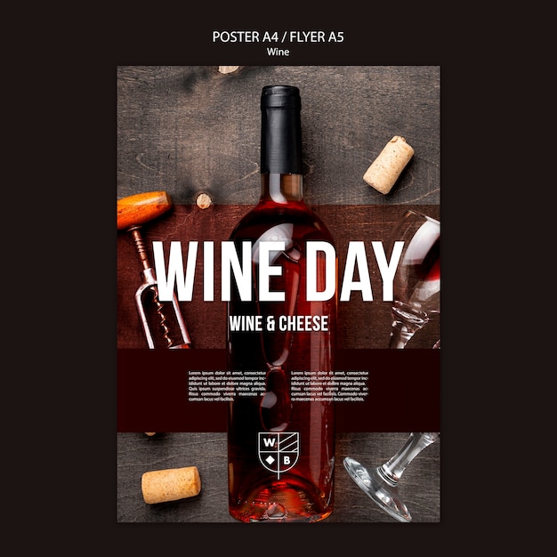 Tema de plantilla de póster de vino