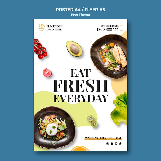 Tema de póster de comida saludable