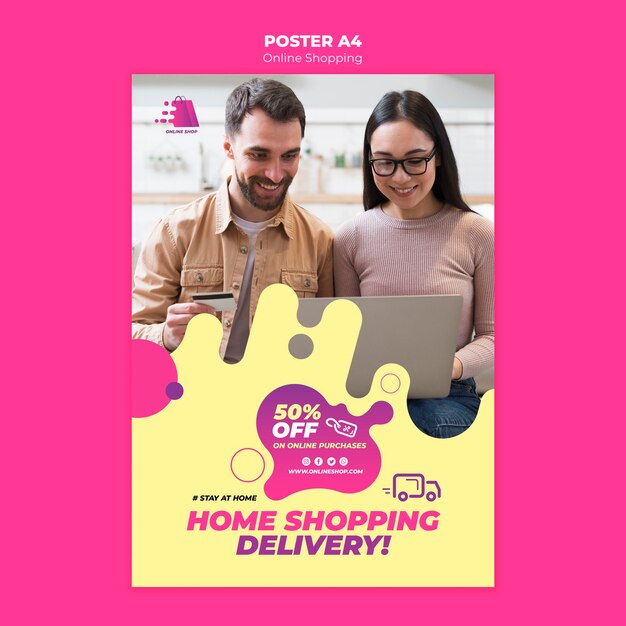 PSD gratuito tema de póster de compras en línea