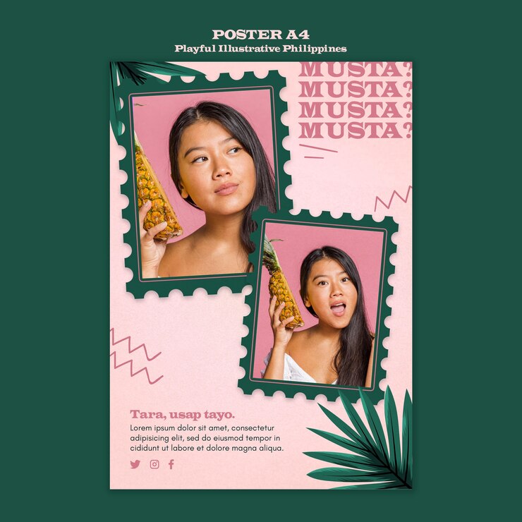 PSD gratuito tema de póster de filipinas ilustrado de playfull