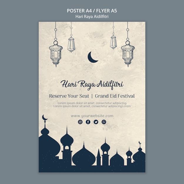 Tema de póster de hari raya aldilfitri