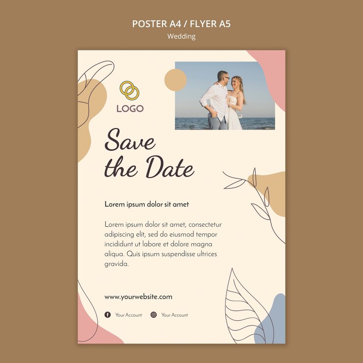 PSD Gratis tema templat poster pernikahan