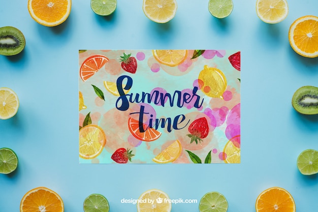 PSD gratuito tema de verano con frutas