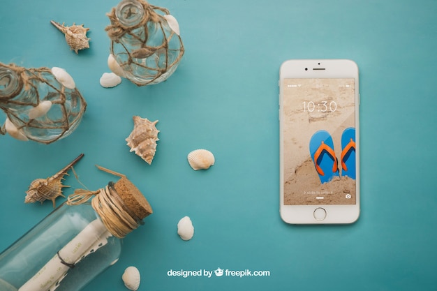 Tema de verano con smartphone