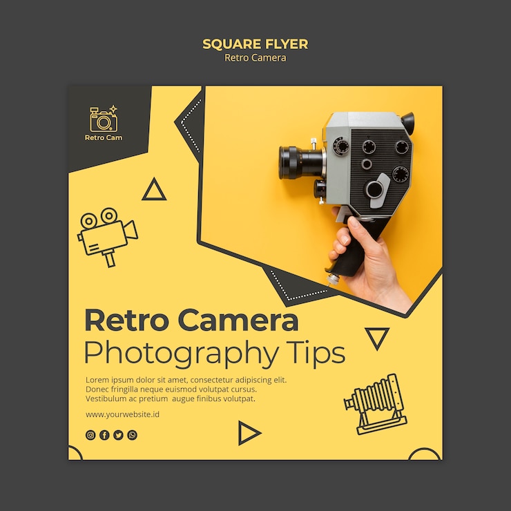PSD gratuito tema de volante de cámara retro