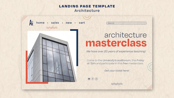 PSD Gratis templat arsitektur desain datar