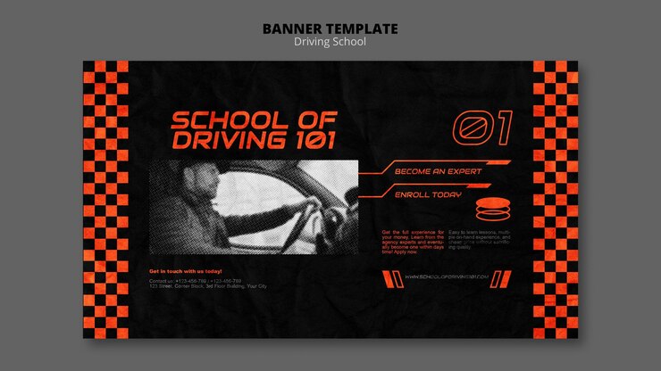 PSD Gratis templat banner belajar mengemudi