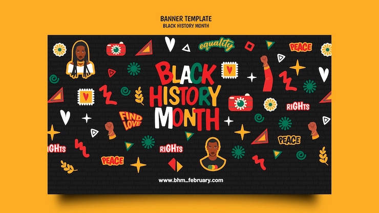 PSD Gratis templat banner bulan sejarah kulit hitam
