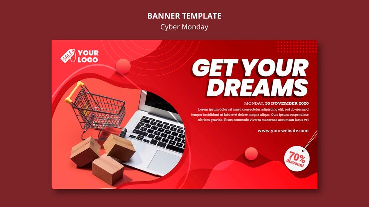 PSD Gratis templat banner cyber monday