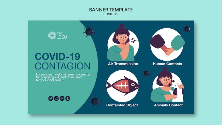 PSD Gratis templat banner dengan covid 19