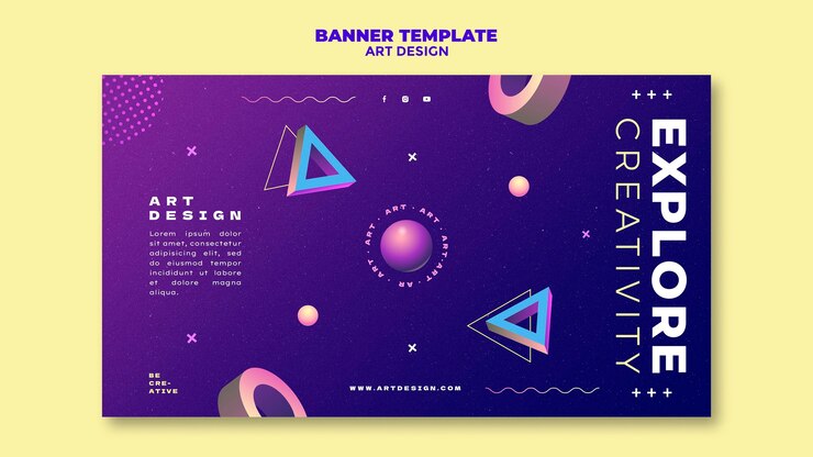 PSD Gratis templat banner desain seni