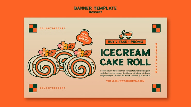 PSD Gratis templat banner dessert