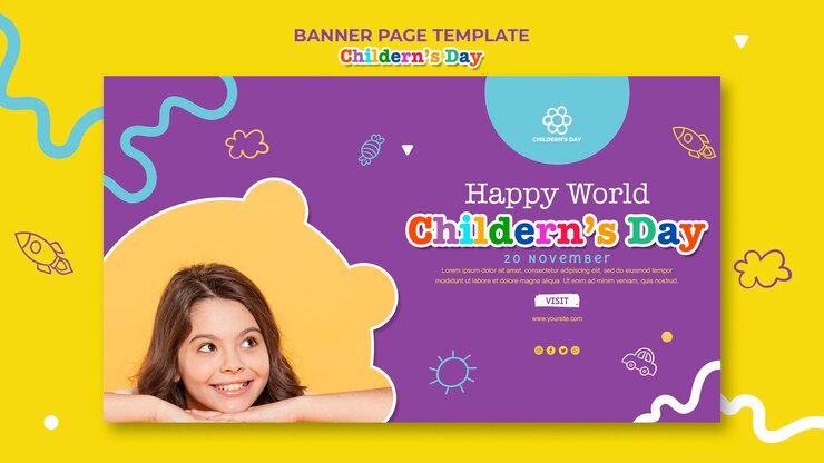PSD Gratis templat banner hari anak