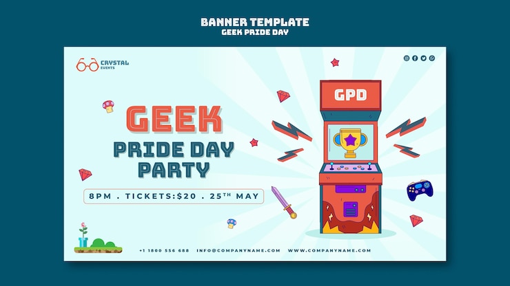 PSD Gratis templat banner hari kebanggaan geek