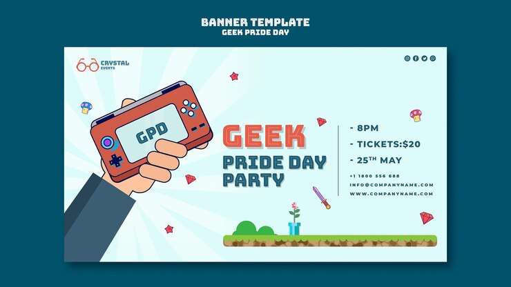 PSD Gratis templat banner hari kebanggaan geek