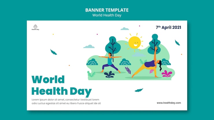 PSD Gratis templat banner hari kesehatan dunia