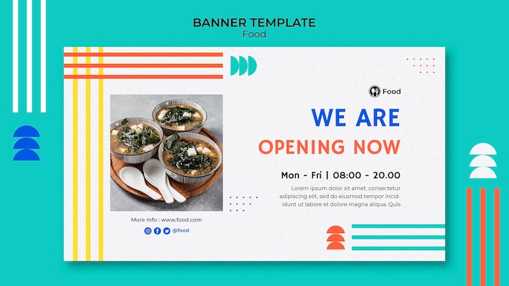 PSD Gratis templat banner horizontal dengan hidangan dari masakan asia