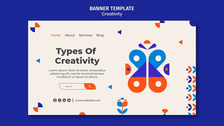 PSD Gratis templat banner horizontal jenis kreativitas