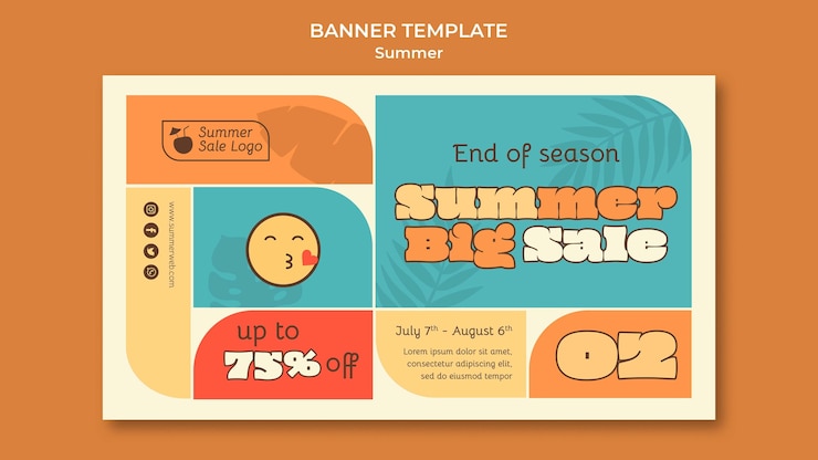 PSD Gratis templat banner horizontal obral musim panas