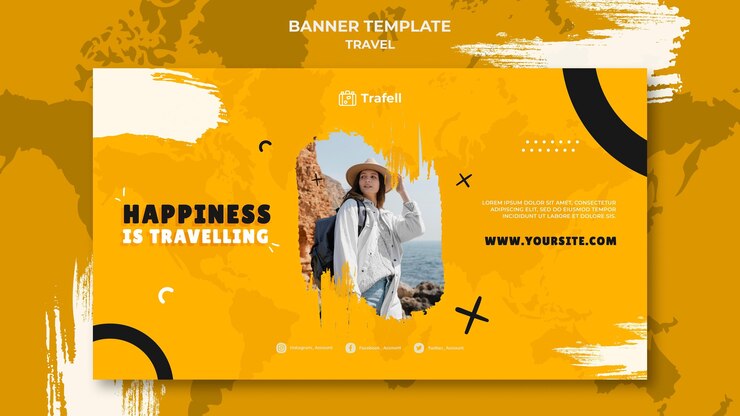 PSD Gratis templat banner horizontal perjalanan