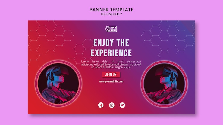 PSD Gratis templat banner horizontal teknologi