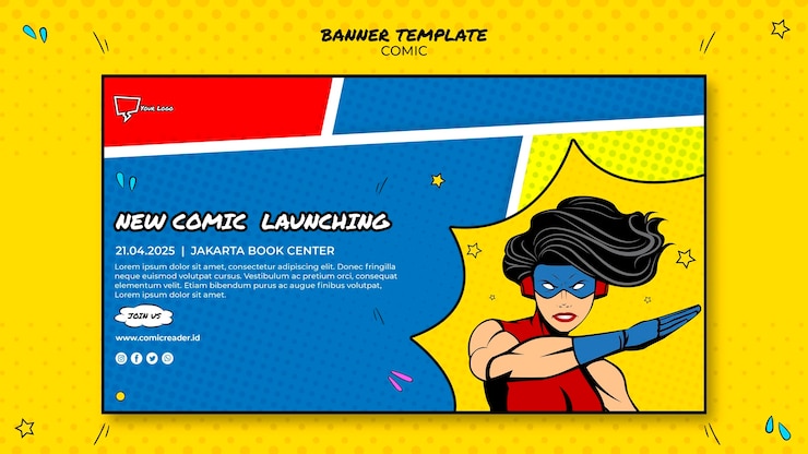 PSD Gratis templat banner komik